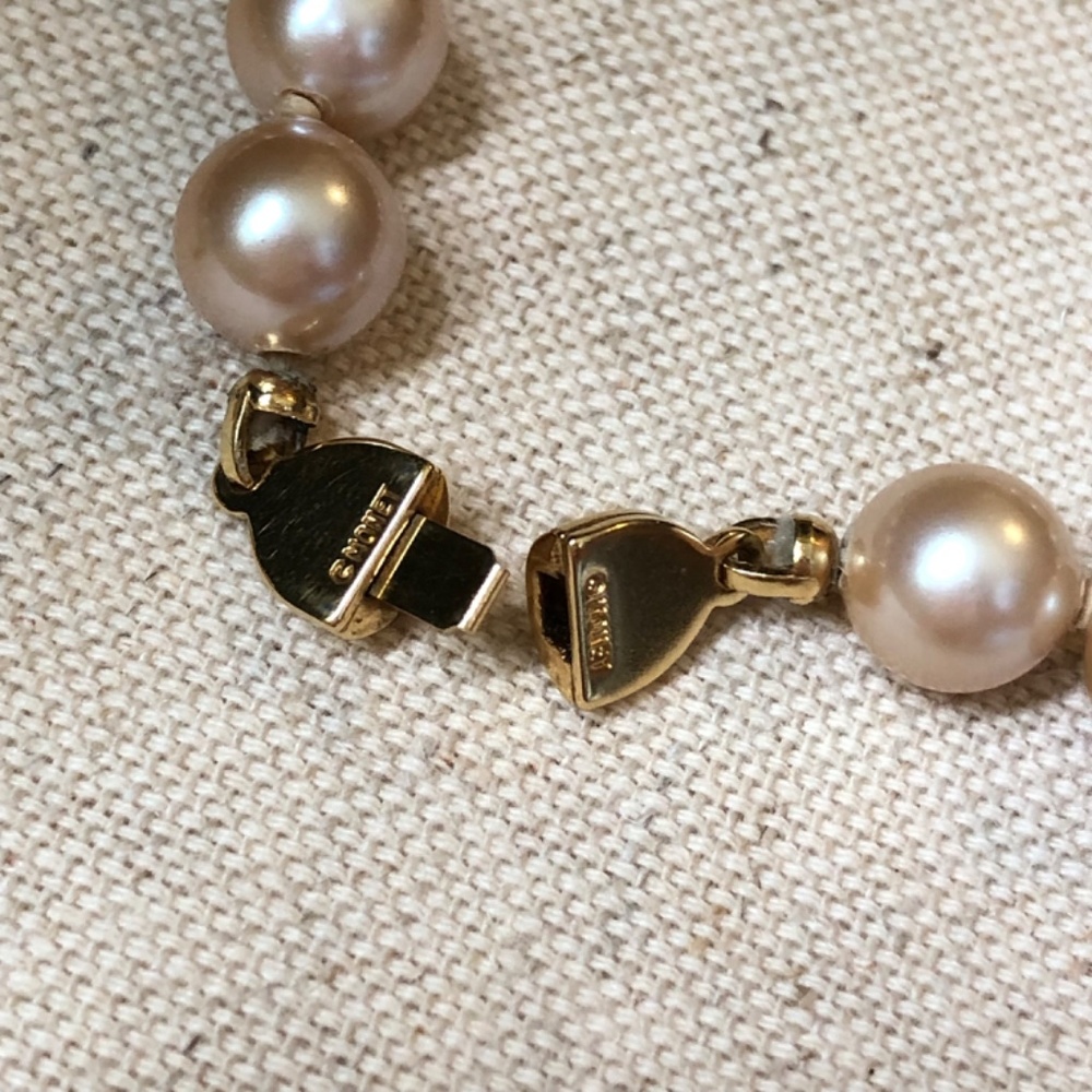 Monet Vintage Knotted Glass Pearl Necklace - Picture 7 of 9